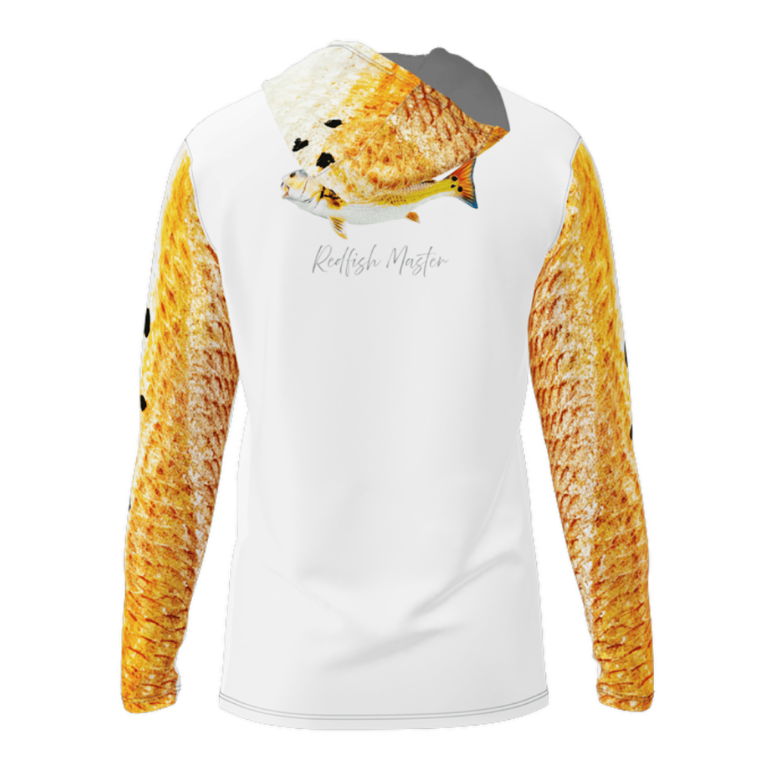 Salt Skins Men's Performance Hoodie Redfish "Orange" Illustration Men's Long Sleeve Performance Fishing Hoodie (b2b)