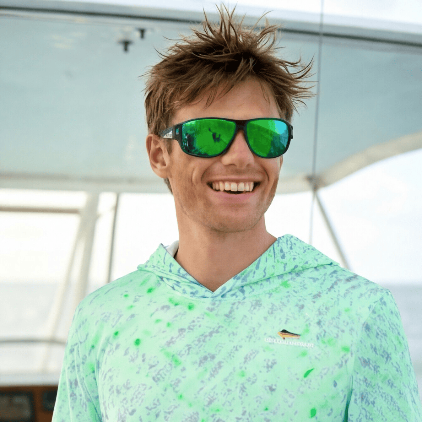 Salt Skins Men's Performance Hoodie Salty Green Sky Series - The Ultimate Men's Performance Fishing Shirt