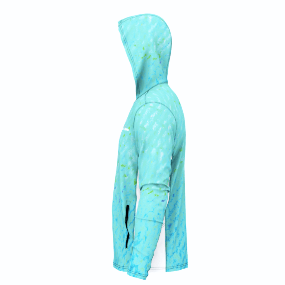Men's Performance Hoodie Salty Green Water Camo Side Vent Performance Hoodie with Pockets (b2b) Salt Skins