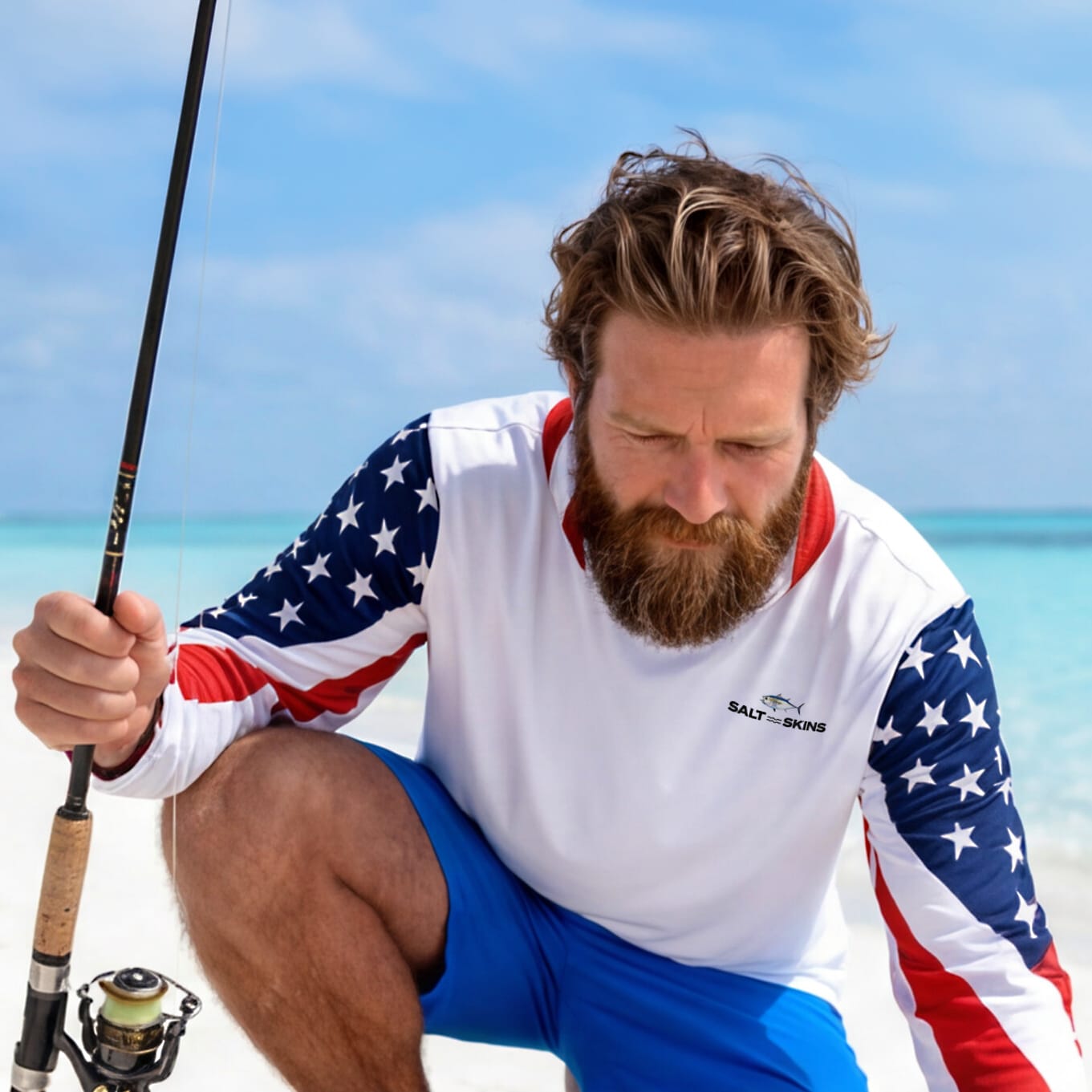 Salt Skins Men's Performance Hoodie USA Fishing Team Performance Hoodie
