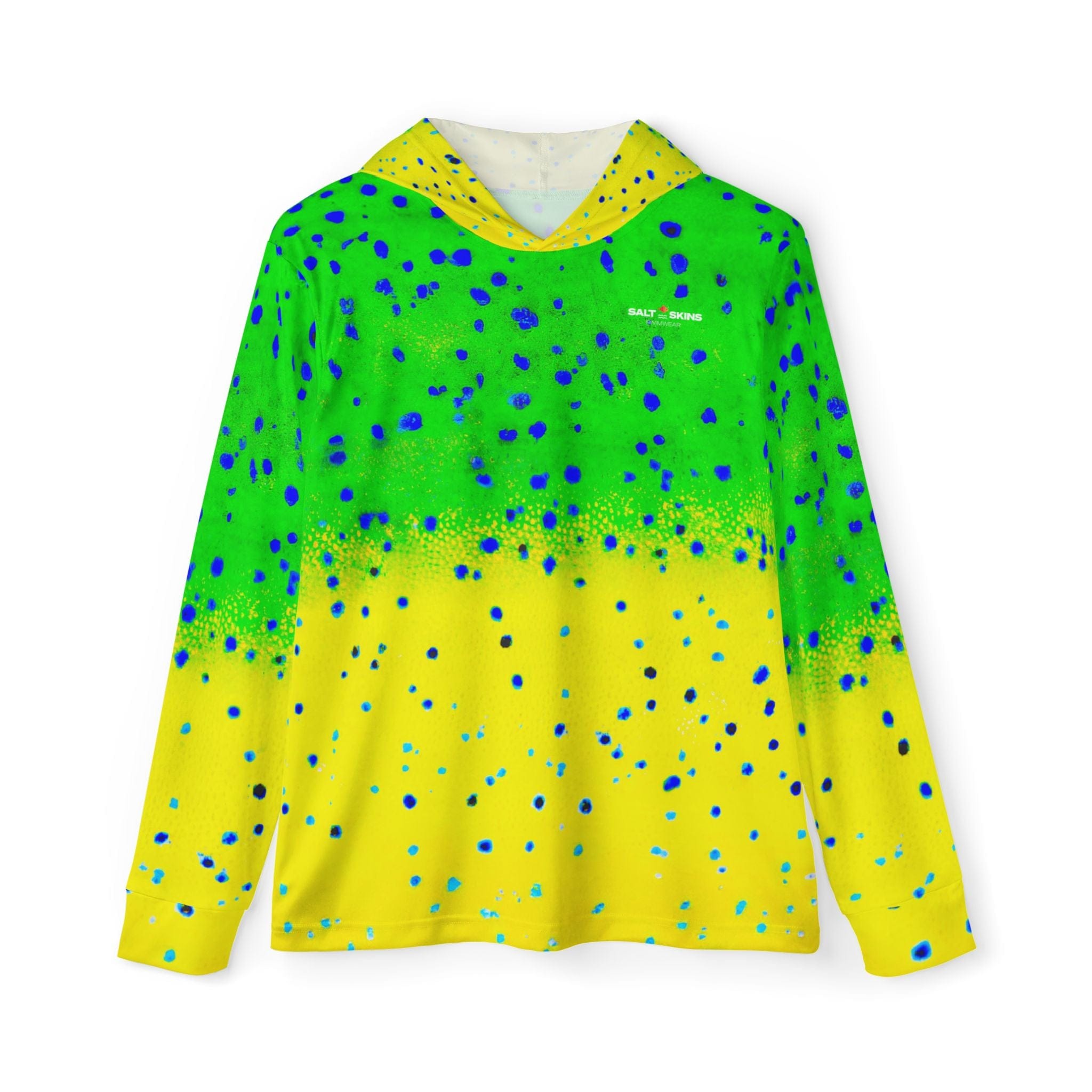 Men's Performance Hoodie XS / Bright Green Mahi Allover Performance Long Sleeve Fishing Hoodie (b2b) Salt Skins