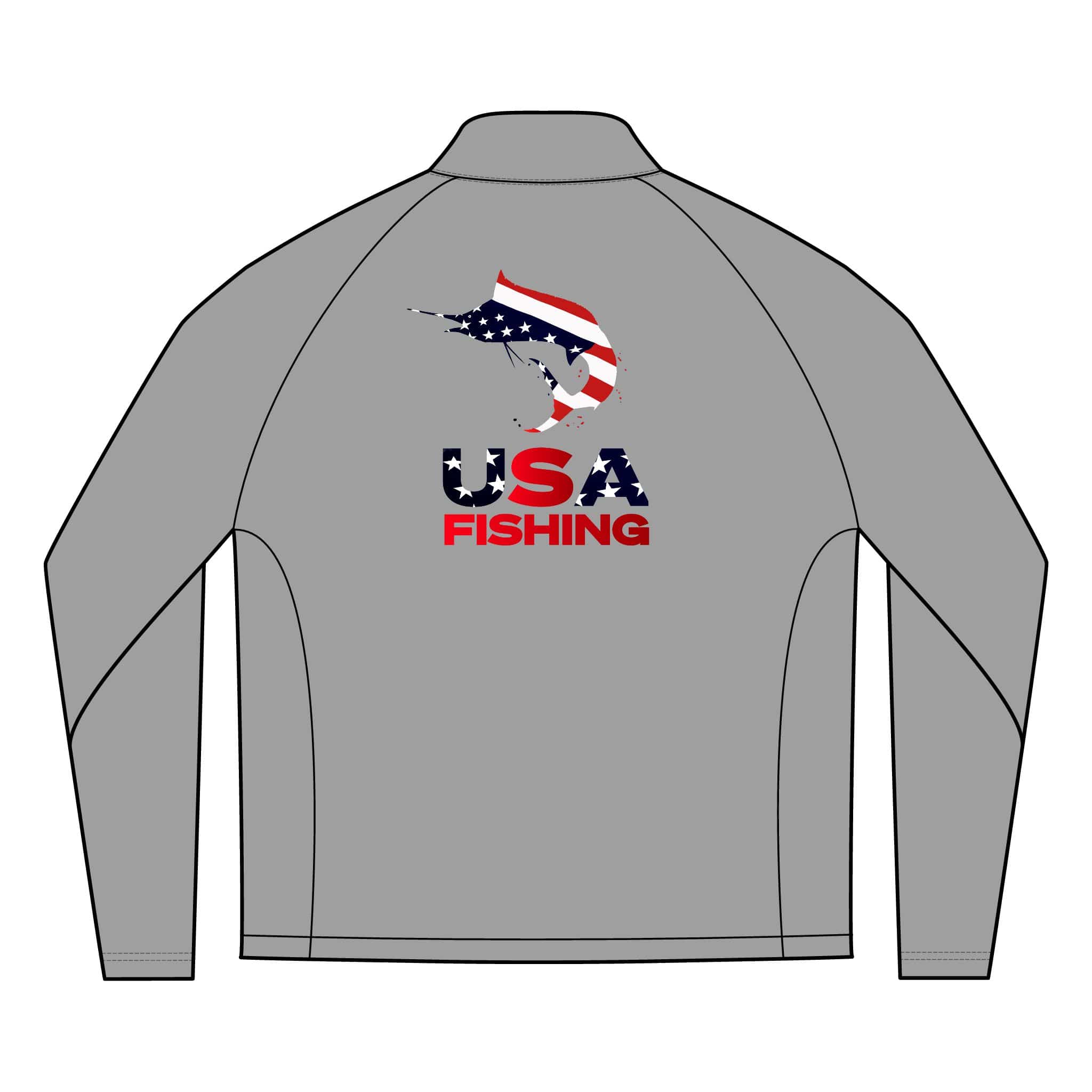 Salt Skins Long-sleeve Grey / S USA Fishing Quarter-Zip Pullover — Men's Patriotic Fishing Top