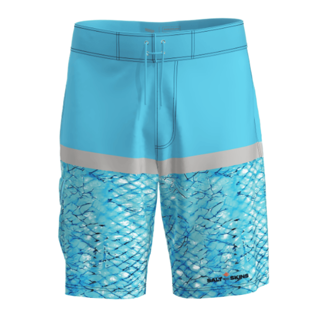 Salt Skins Apparel Men's Waterproof Fishing Shorts Aqua Blue / S Herring Men's Waterproof Performance Fishing Shorts (b2b)