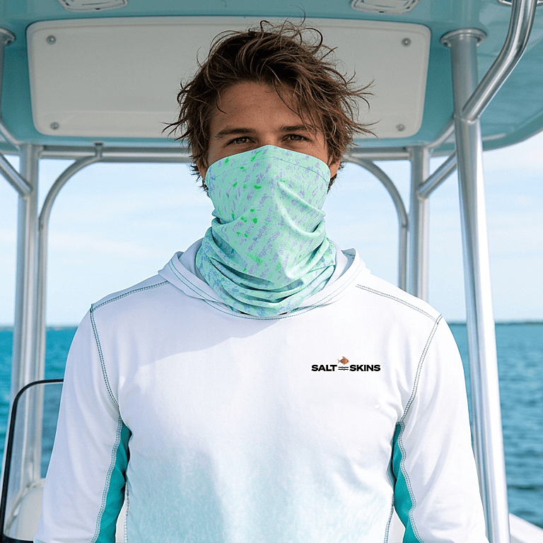 Salt Skins Neck Gaiter Salty Green Sky Series - Lightweight Neck Gaiter