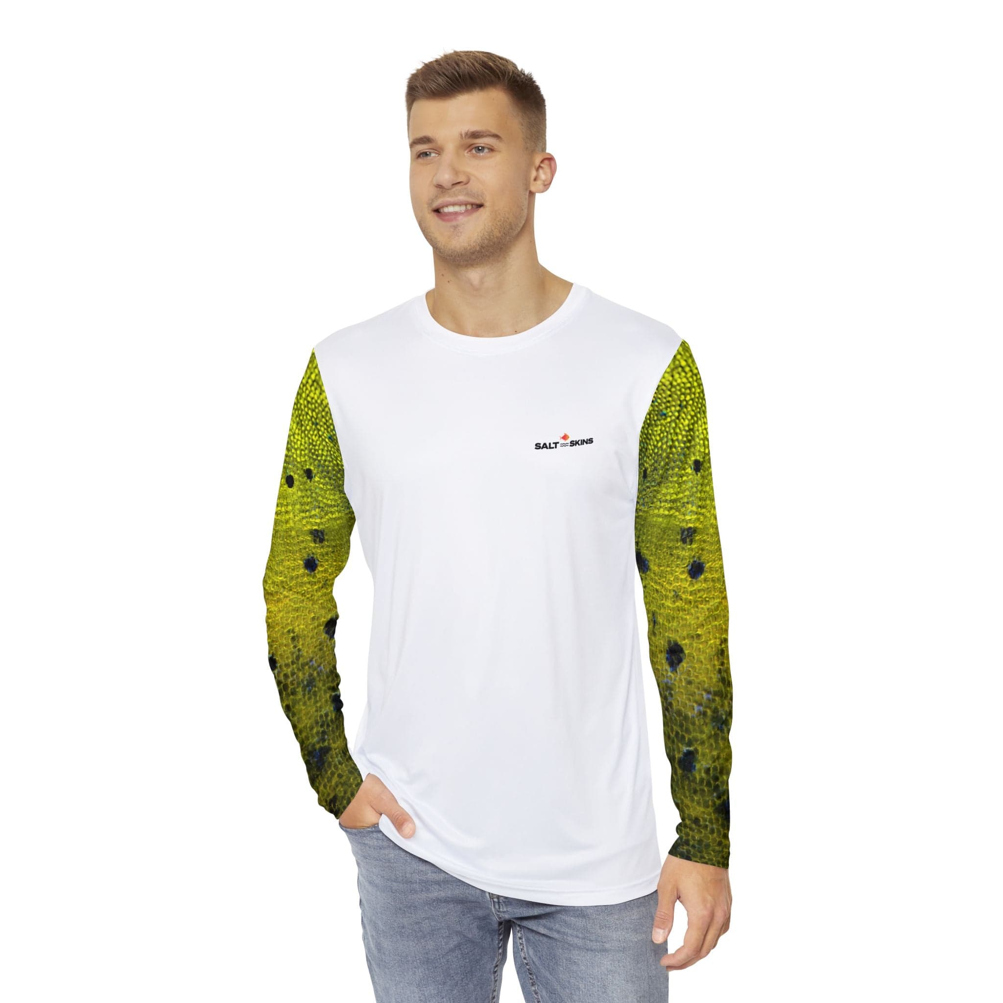 Printify All Over Prints XS Golden Mahi Long Sleeve Men's Fishing Shirt