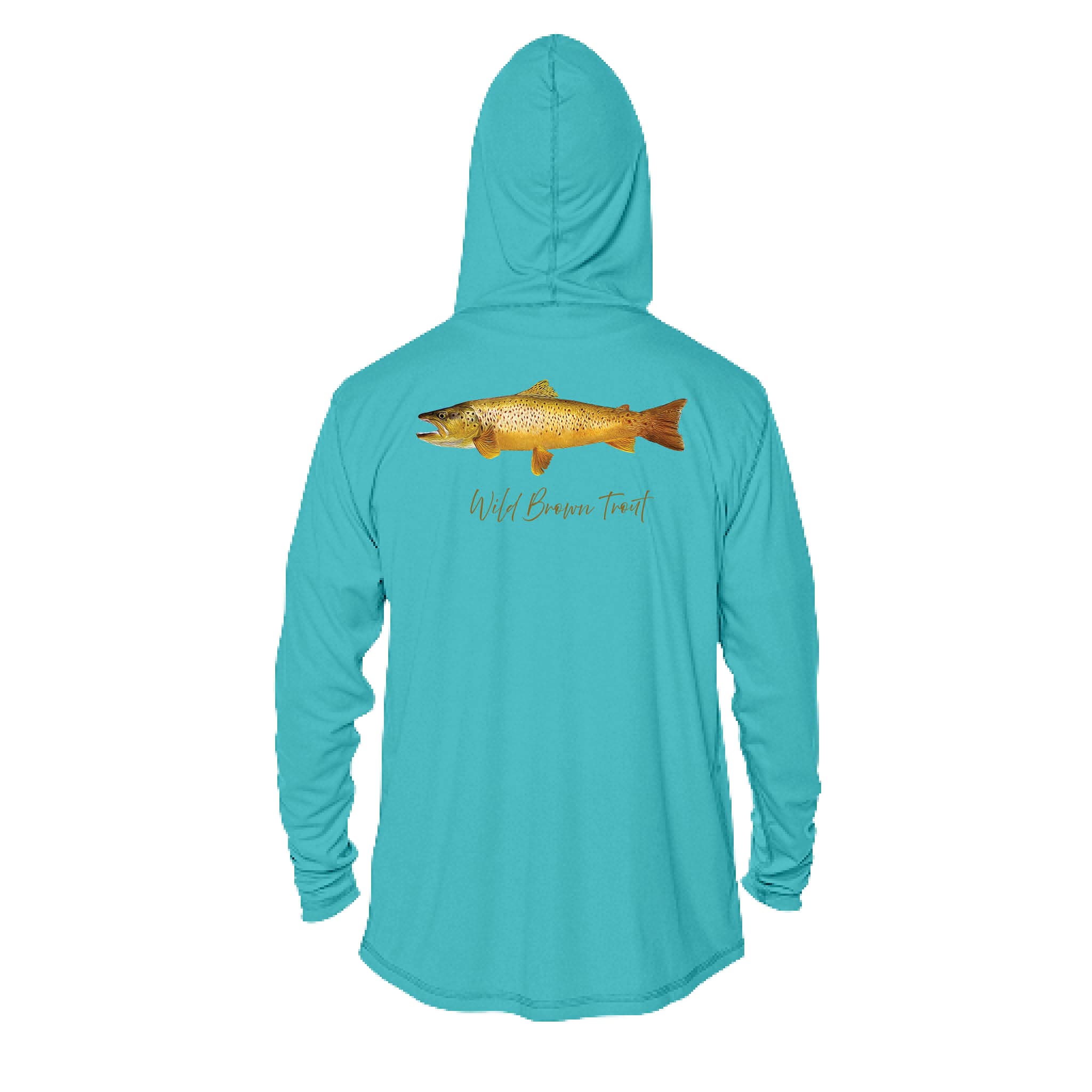 Printify Men's Performance Hoodie Brown Trout Men's Long Sleeve Performance Hoodie