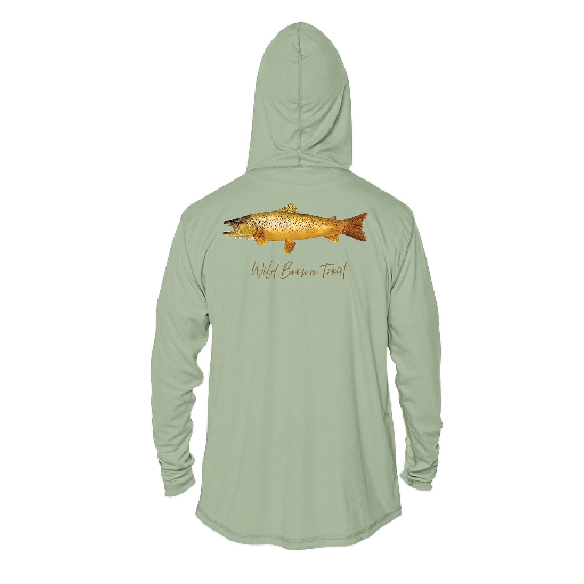 Printify Men's Performance Hoodie Brown Trout Men's Long Sleeve Performance Hoodie