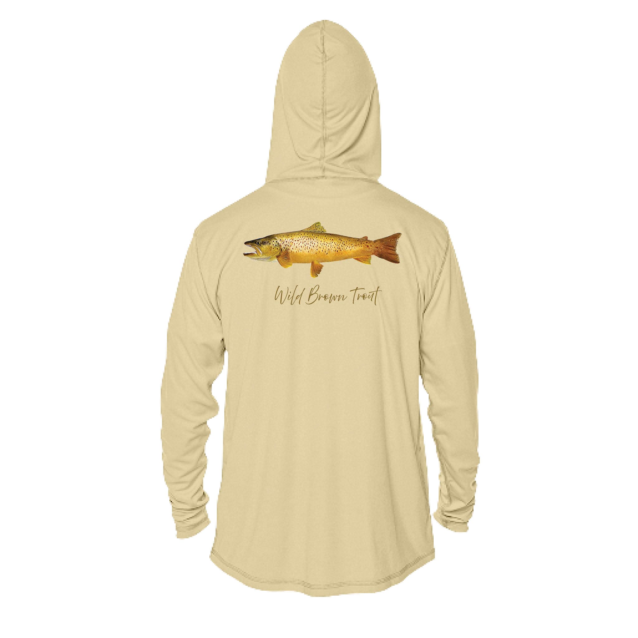 Printify Men's Performance Hoodie Brown Trout Men's Long Sleeve Performance Hoodie