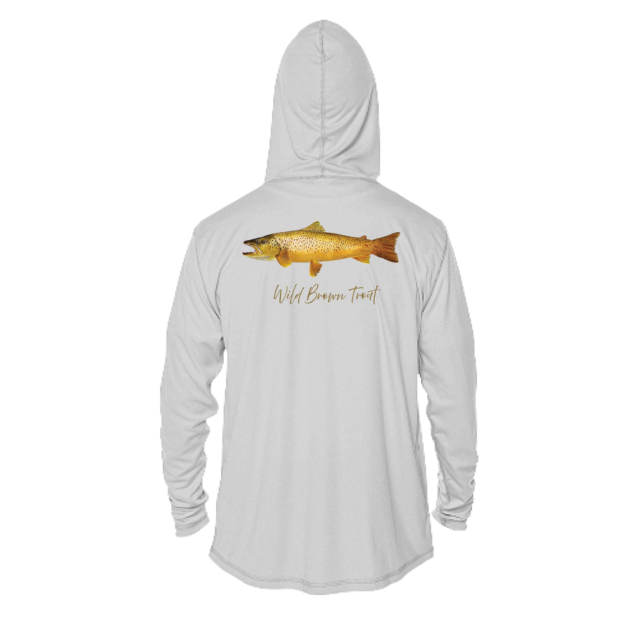 Printify Men's Performance Hoodie Brown Trout Men's Long Sleeve Performance Hoodie