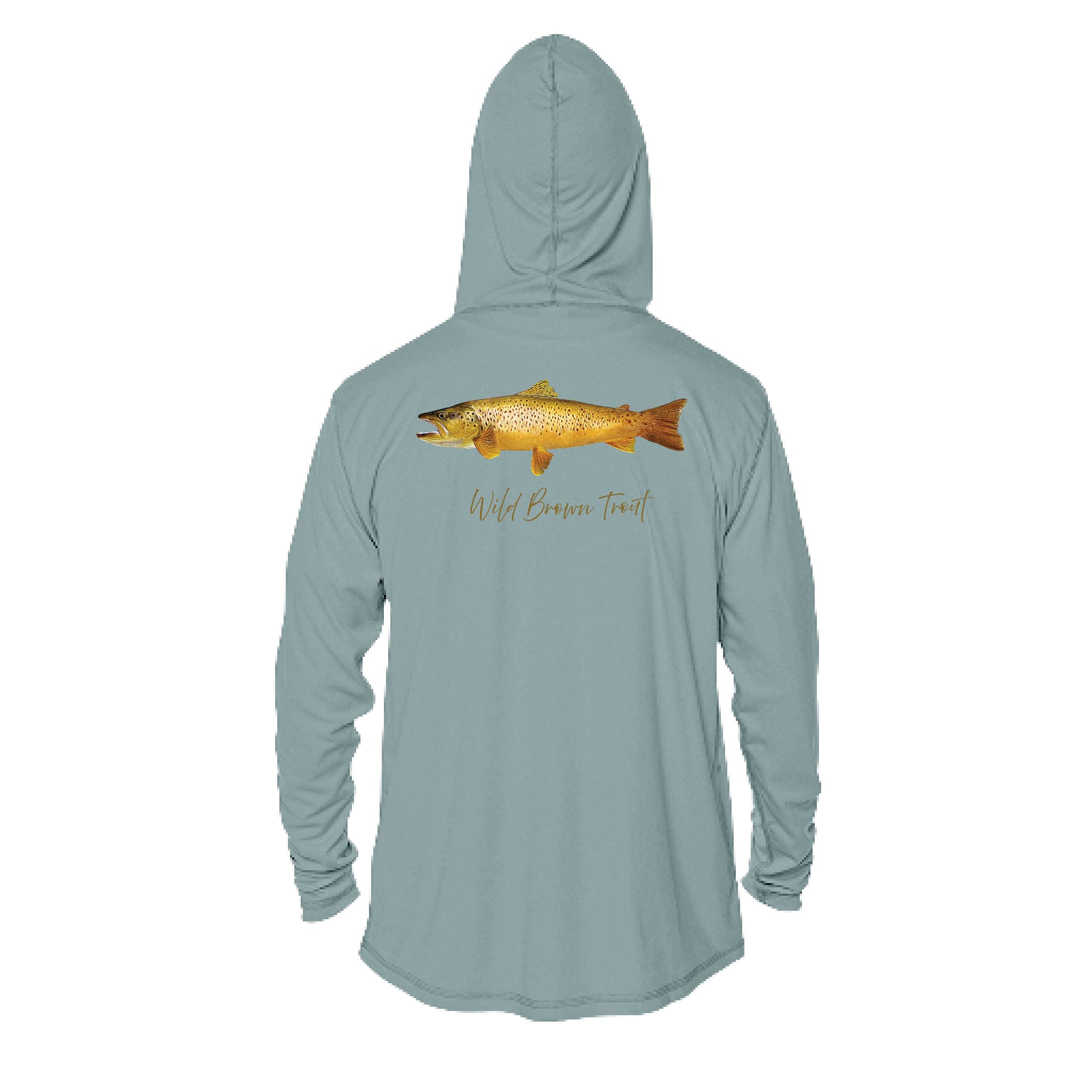 Printify Men's Performance Hoodie Brown Trout Men's Long Sleeve Performance Hoodie