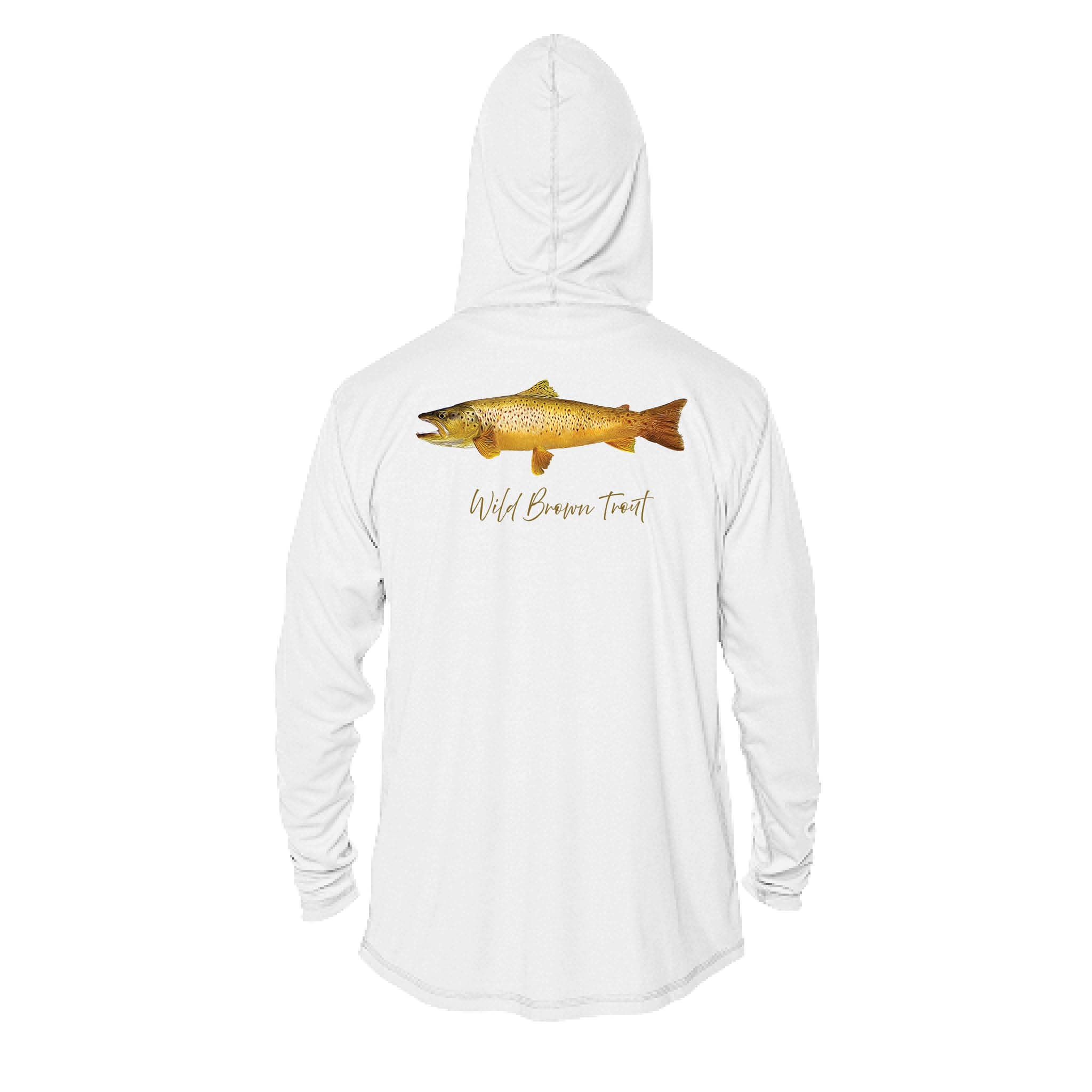 Printify Men's Performance Hoodie Brown Trout Men's Long Sleeve Performance Hoodie