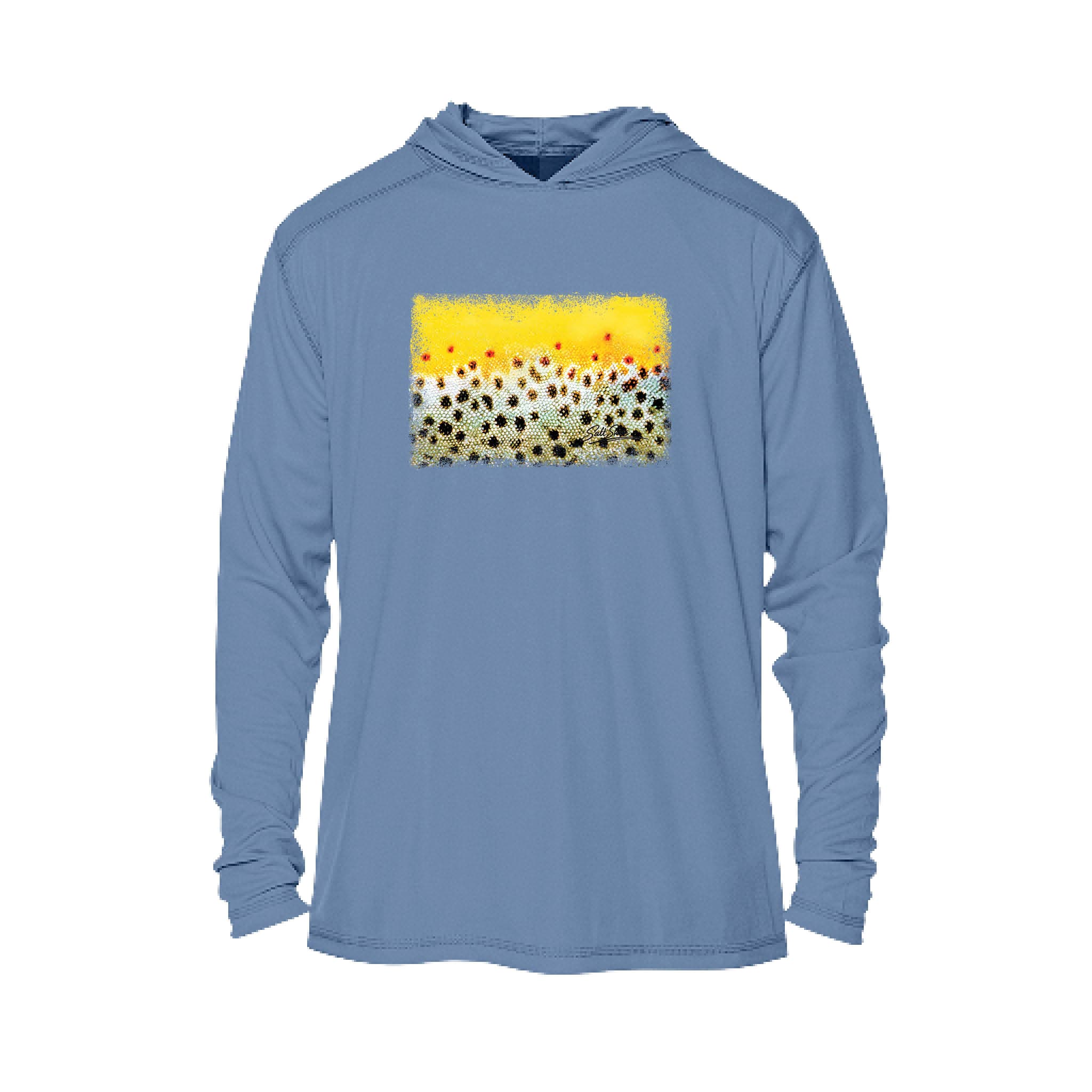 Printify Men's Performance Hoodie Columbia Blue / XS Brown Trout Men's Long Sleeve Performance Hoodie