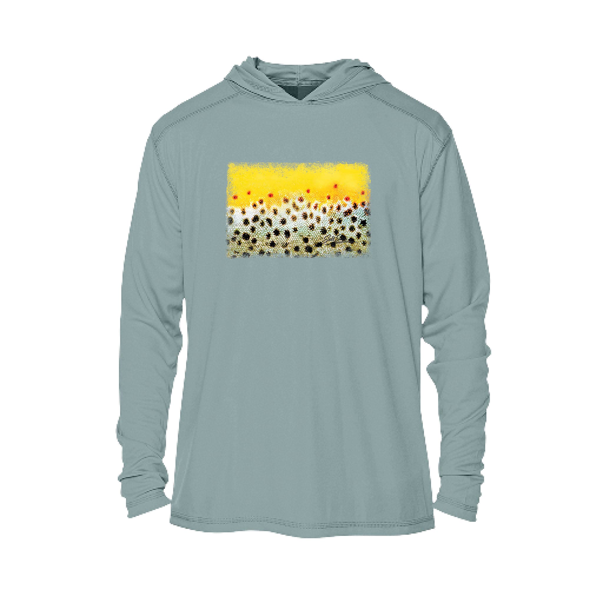 Printify Men's Performance Hoodie Light Slate / XS Brown Trout Men's Long Sleeve Performance Hoodie