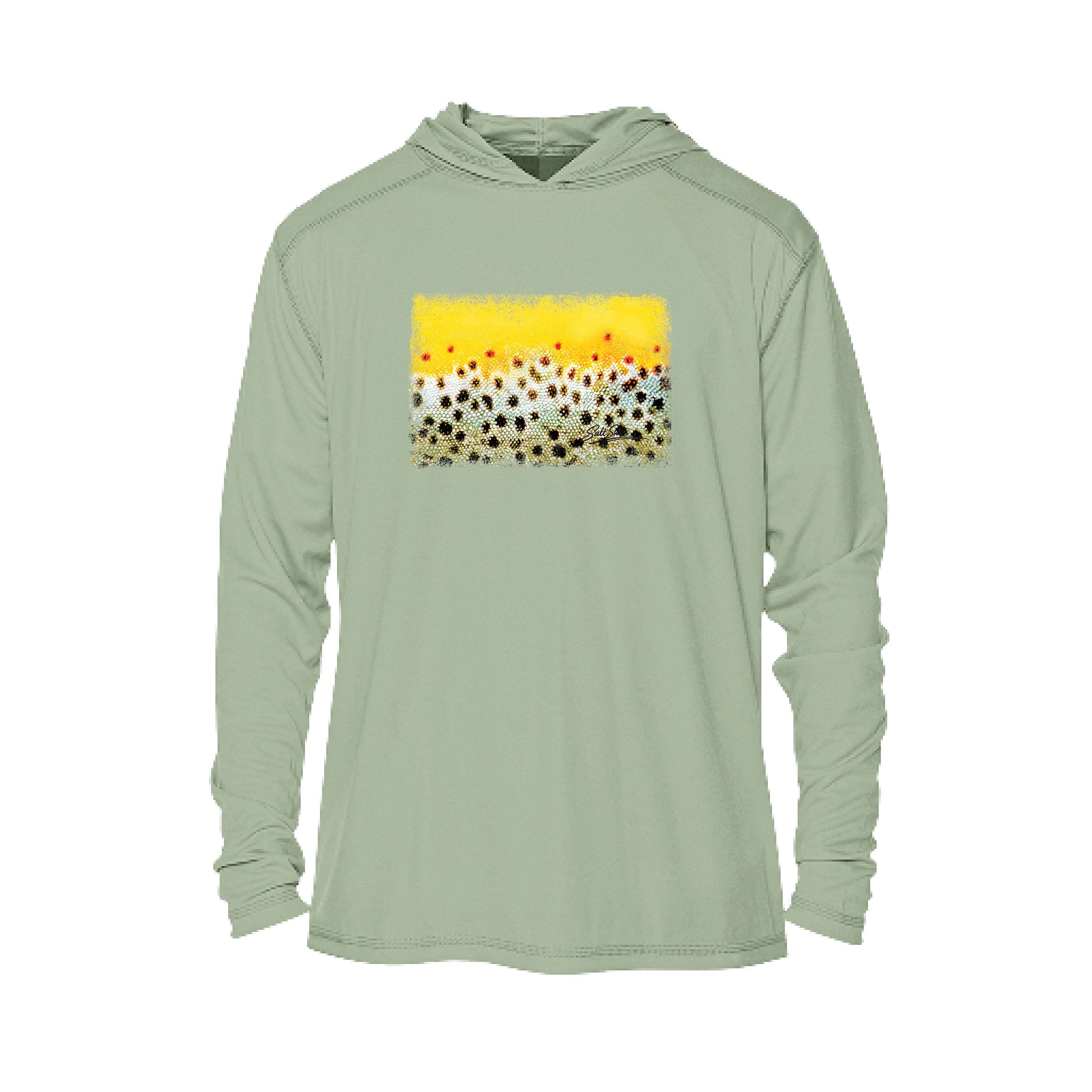 Printify Men's Performance Hoodie Sage / XS Brown Trout Men's Long Sleeve Performance Hoodie