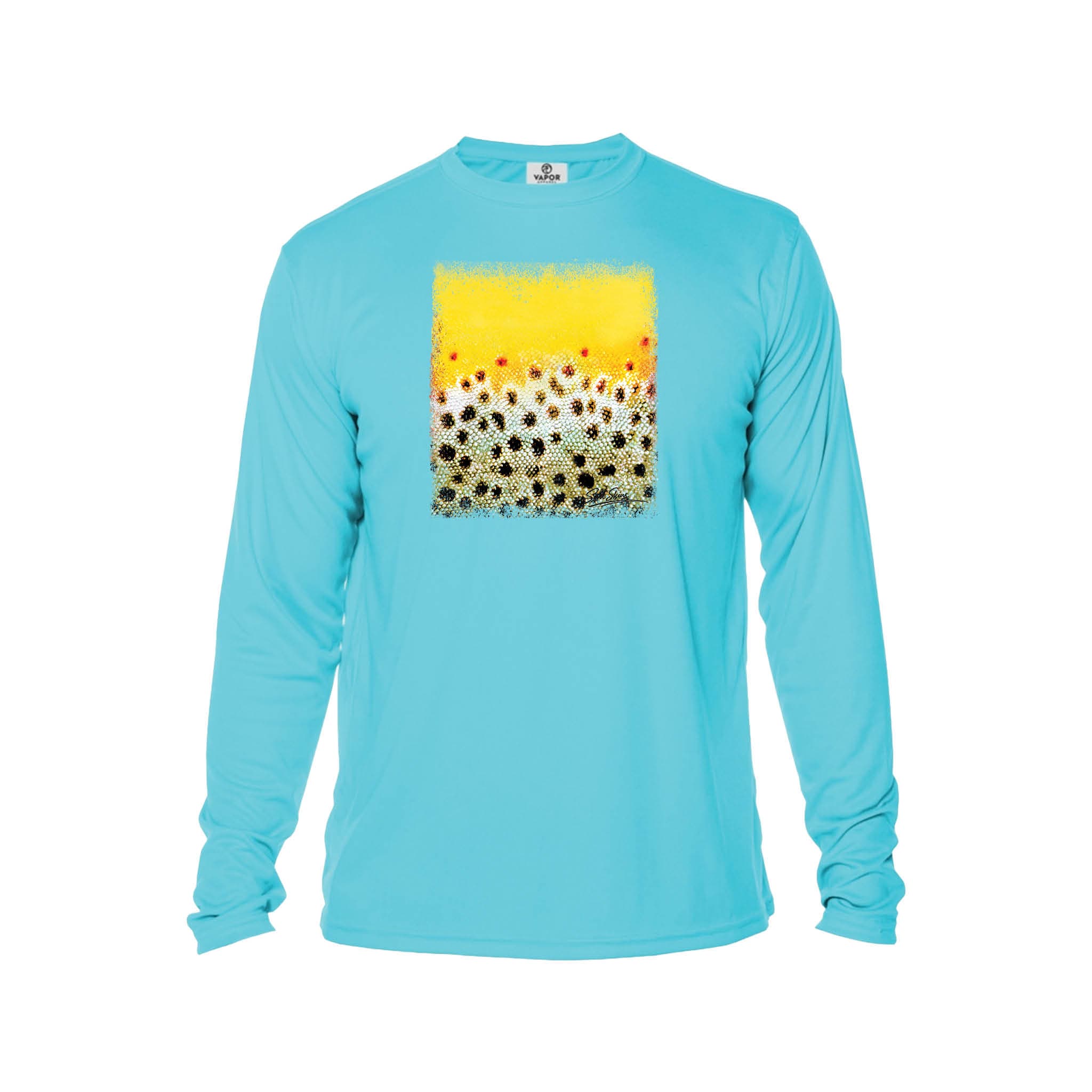Printify Men's Performance Shirt Water Blue / XS Wild Brown Trout Men's Performance Fishing Crew Neck