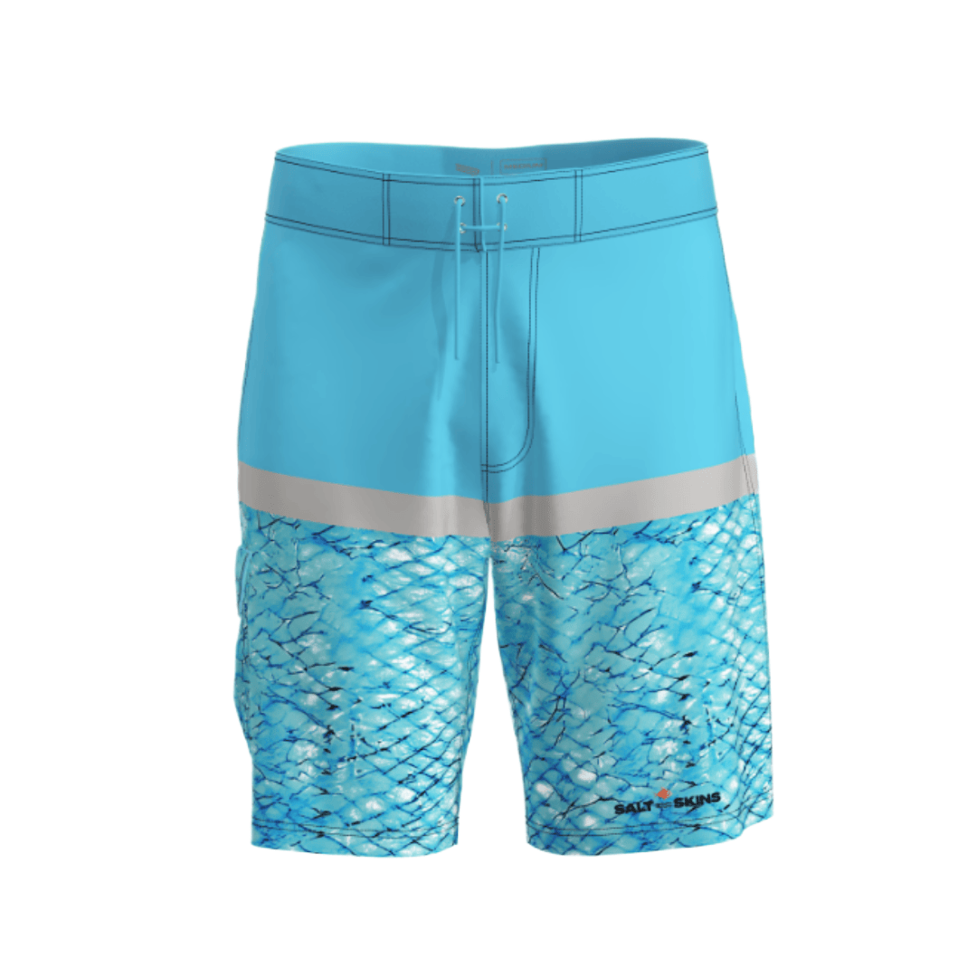 Salt Skins Apparel Men's Waterproof Fishing Shorts Aqua Blue / S Threadfin Herring Men's Waterproof Performance Fishing Shorts