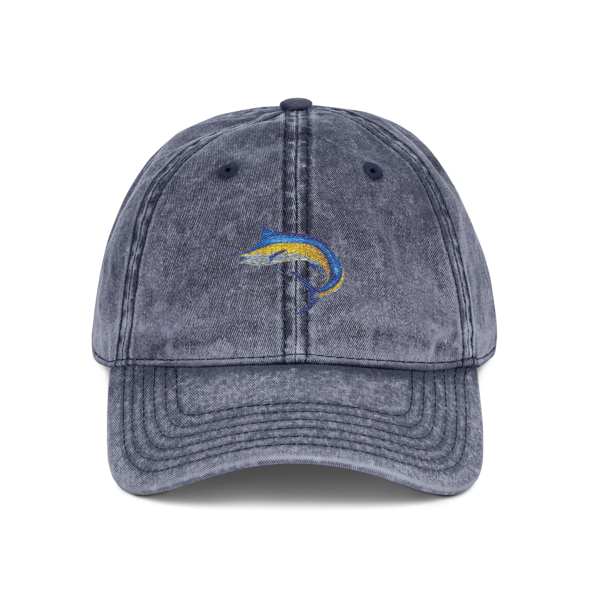 Salt Skins Hats One size / Navy Blue Marlin Embroidered Vintage Fish Cap by Salt Skins Apparel