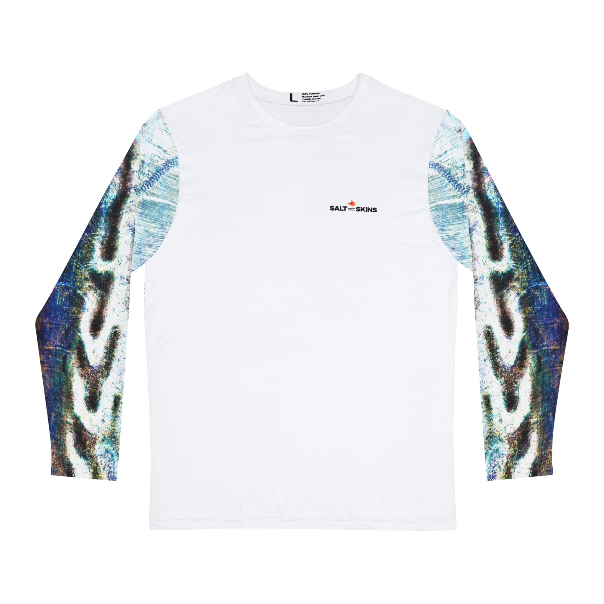 Salt Skins Men's Long Sleeve Hoodie Barracuda Long Sleeve Men's Shirt Fishing Performance Aqua Blue