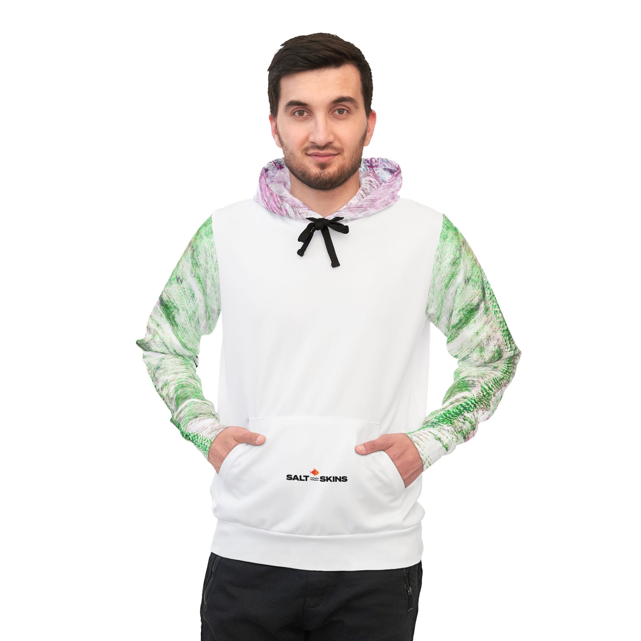 Salt Skins Men's Long Sleeve Hoodie Barracuda Men's Heavy Weight Hoodie Green