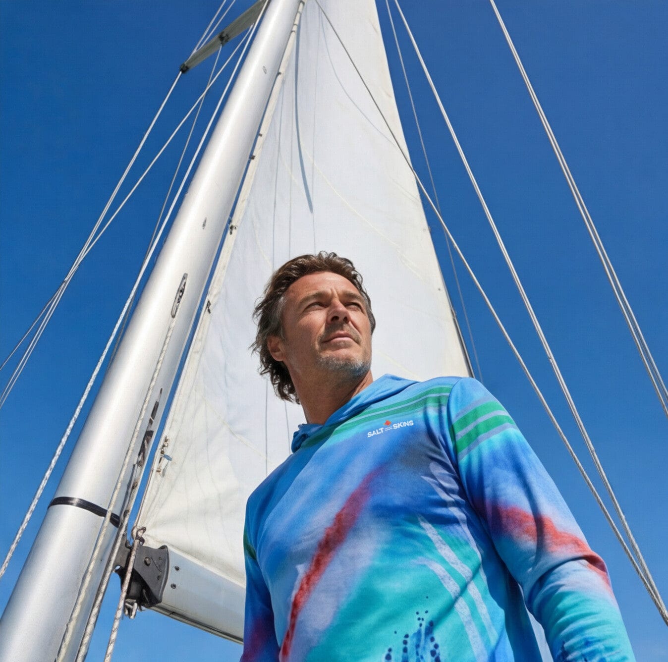 Salt Skins Men's Long Sleeve Hoodie Parrot Reef Slayer Men's Ultimate Performance Long Sleeve Fishing Shirt