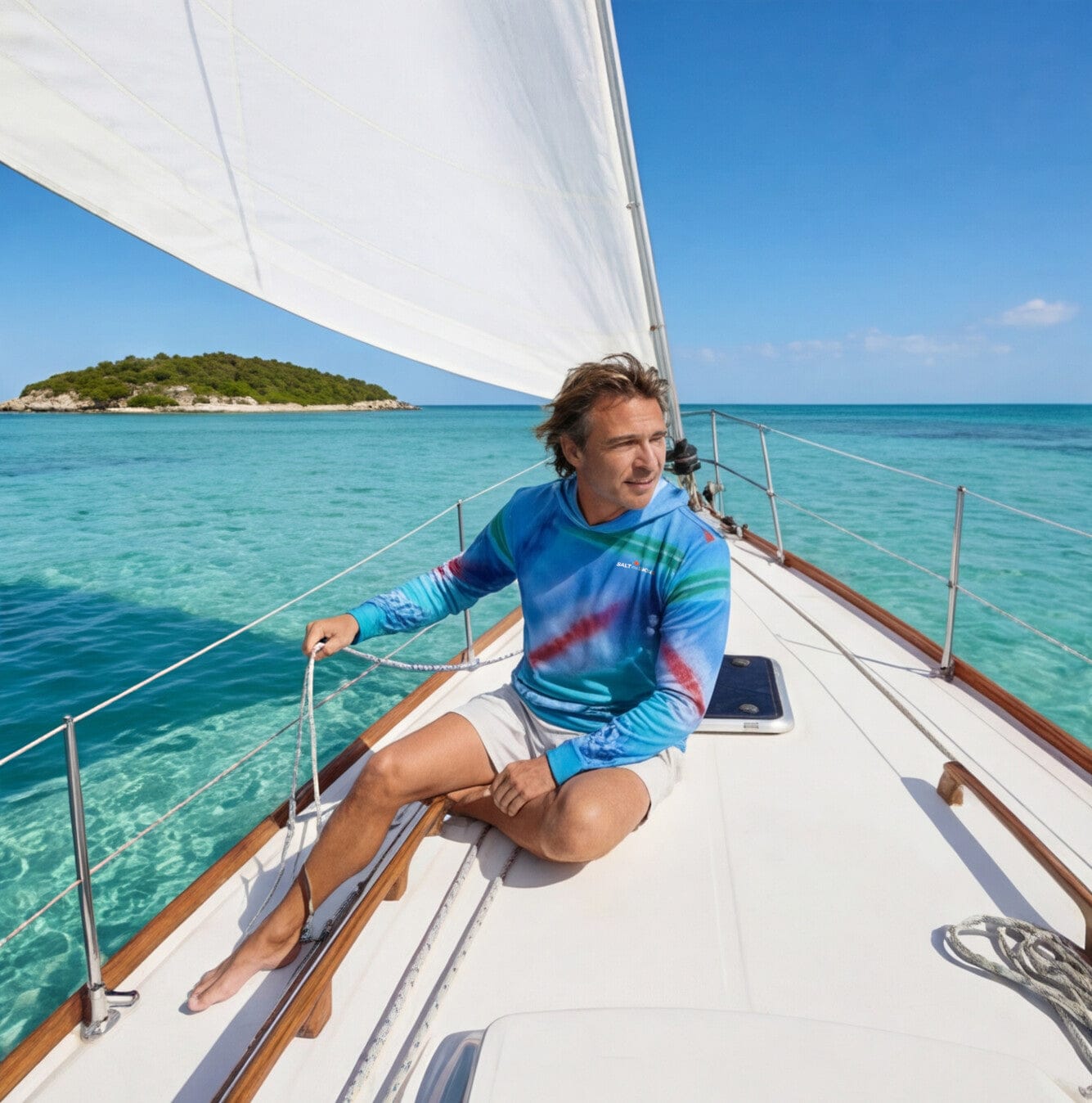 Salt Skins Men's Long Sleeve Hoodie Parrot Reef Slayer Men's Ultimate Performance Long Sleeve Fishing Shirt