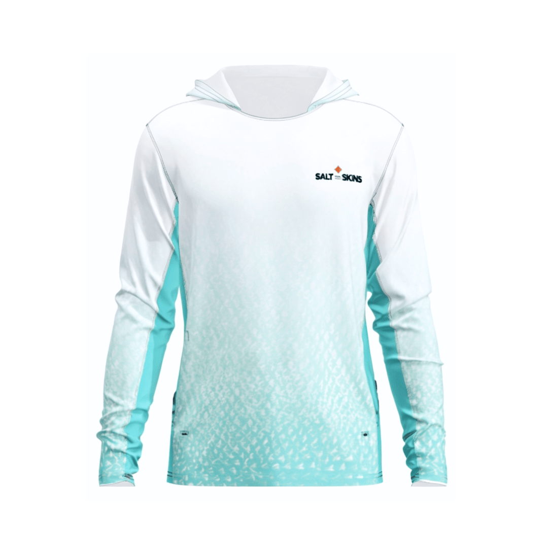 Salt Skins Men's Performance Hoodie Big Green Sky Water Camo Side Vent Performance Hoodie