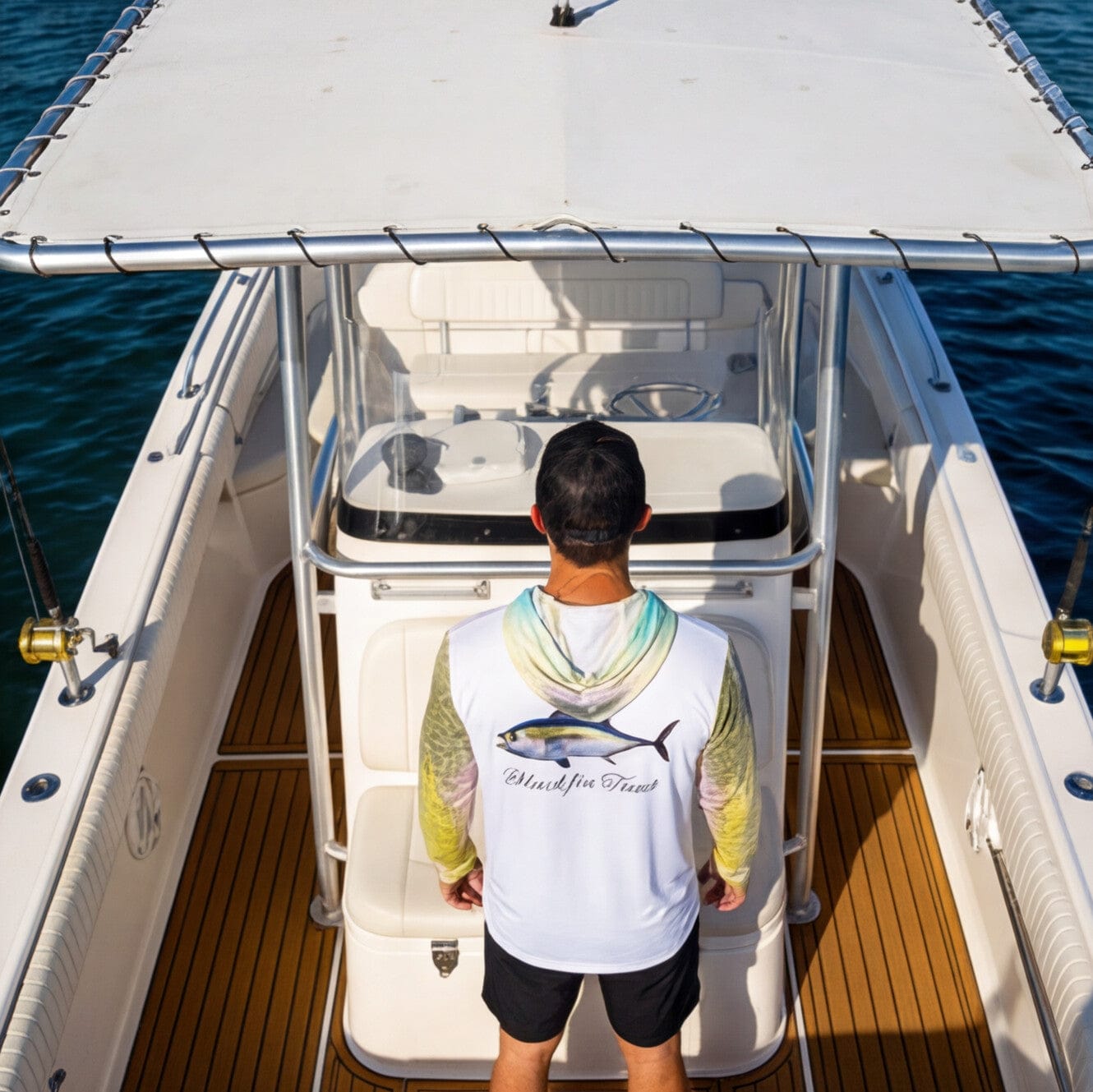 Salt Skins Men's Performance Hoodie Black Fin Tuna Captains Series II - The Ultimate Performance Men's Long Sleeve Fishing Shirt