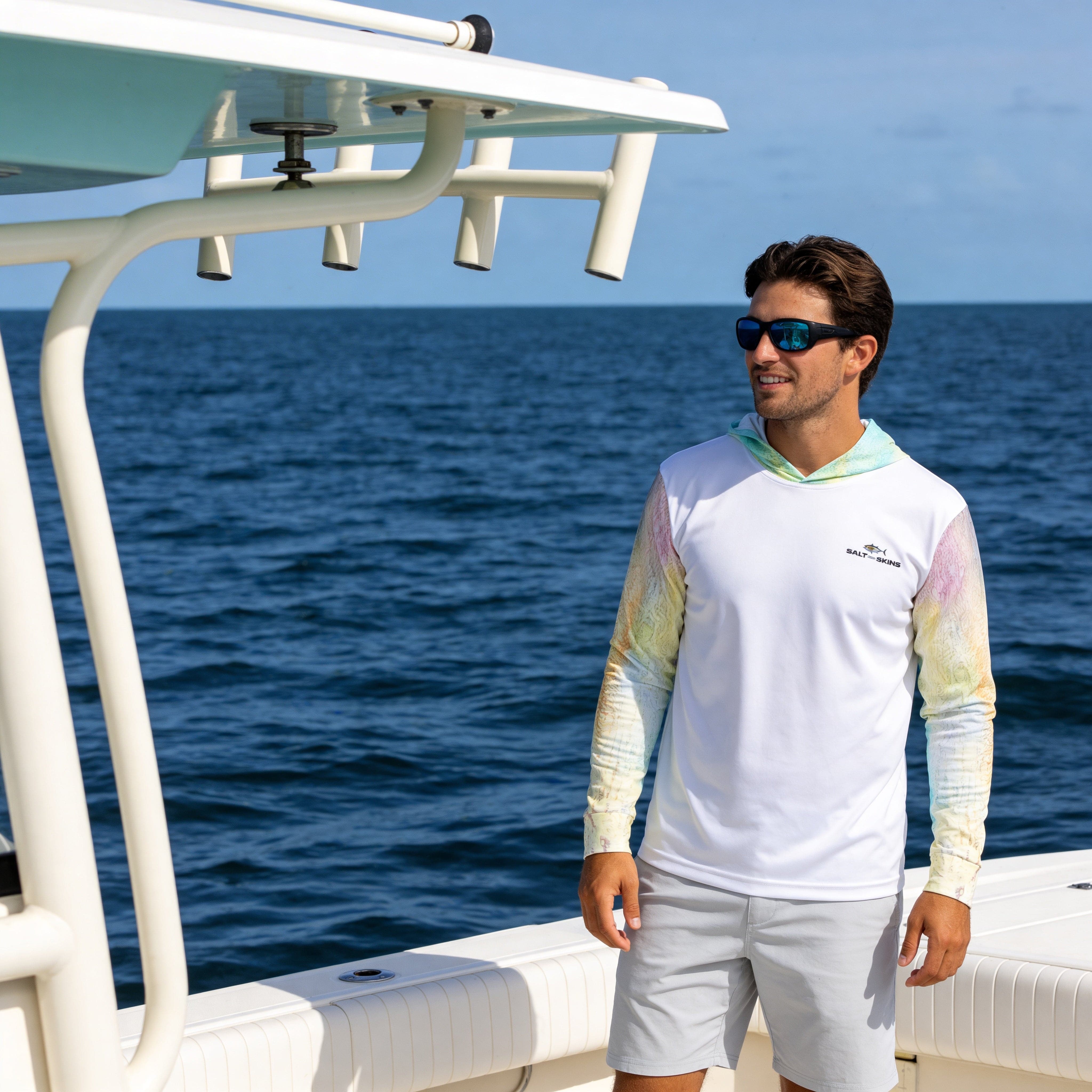 Salt Skins Men's Performance Hoodie Black Fin Tuna Captains Series II - The Ultimate Performance Men's Long Sleeve Fishing Shirt