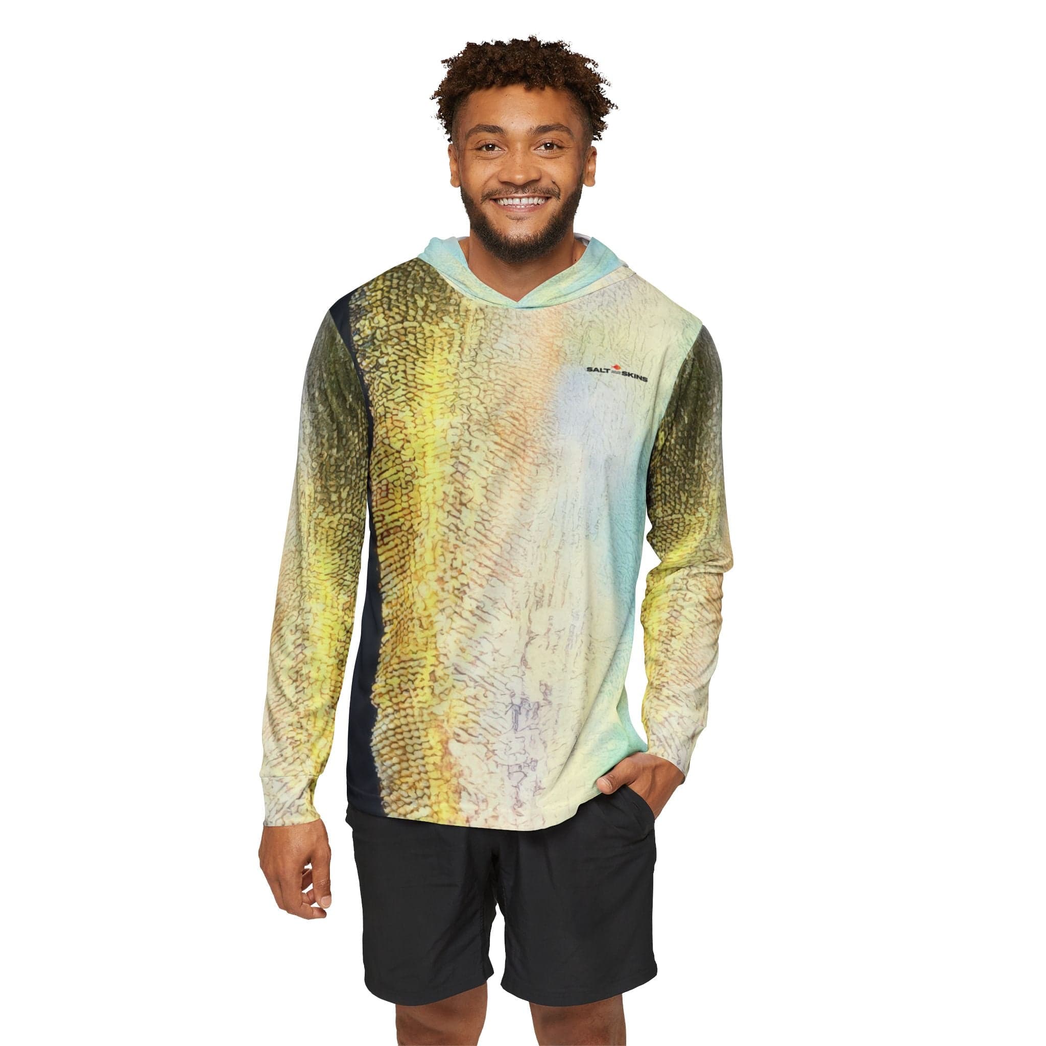 Salt Skins Men's Performance Hoodie Black Fin Tuna Captains Series - The Ultimate Performance Men's Long Sleeve Fishing Shirt