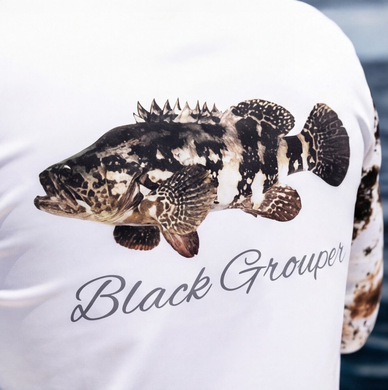 Salt Skins Men's Performance Hoodie Black Grouper II Captian's Series Men's Ultimate Performance Long Sleeve Fishing Shirt