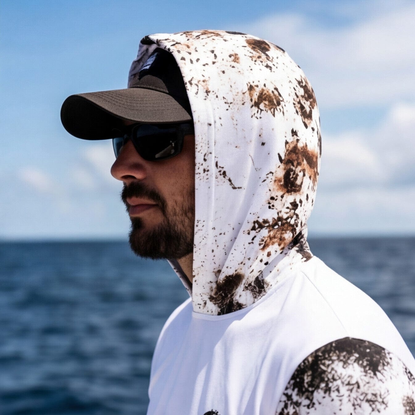 Salt Skins Men's Performance Hoodie Black Grouper II Captian's Series Men's Ultimate Performance Long Sleeve Fishing Shirt