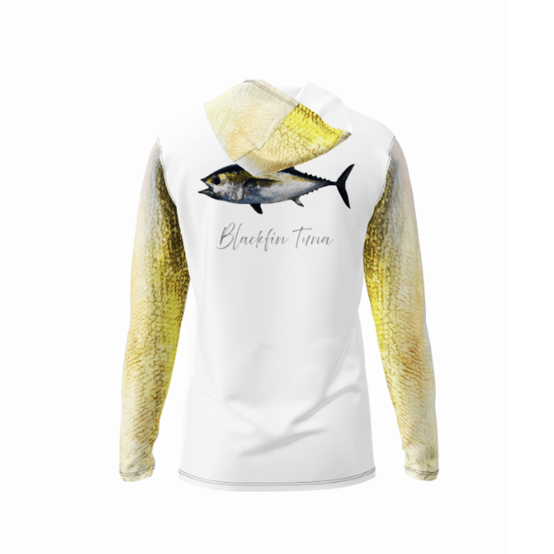 Salt Skins Men's Performance Hoodie Blackfin Tuna Men's Long Sleeve Performance Fishing Shirt