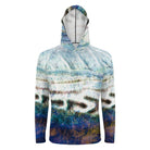 Salt Skins Men's Performance Hoodie Blue Barracuda Men's Long Sleeve Sun Protection Hoodie