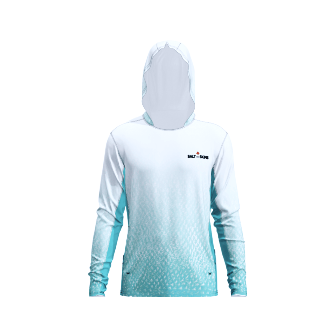 Salt Skins Men's Performance Hoodie Blue Sky Water Camo Side Vent Performance Hoodie
