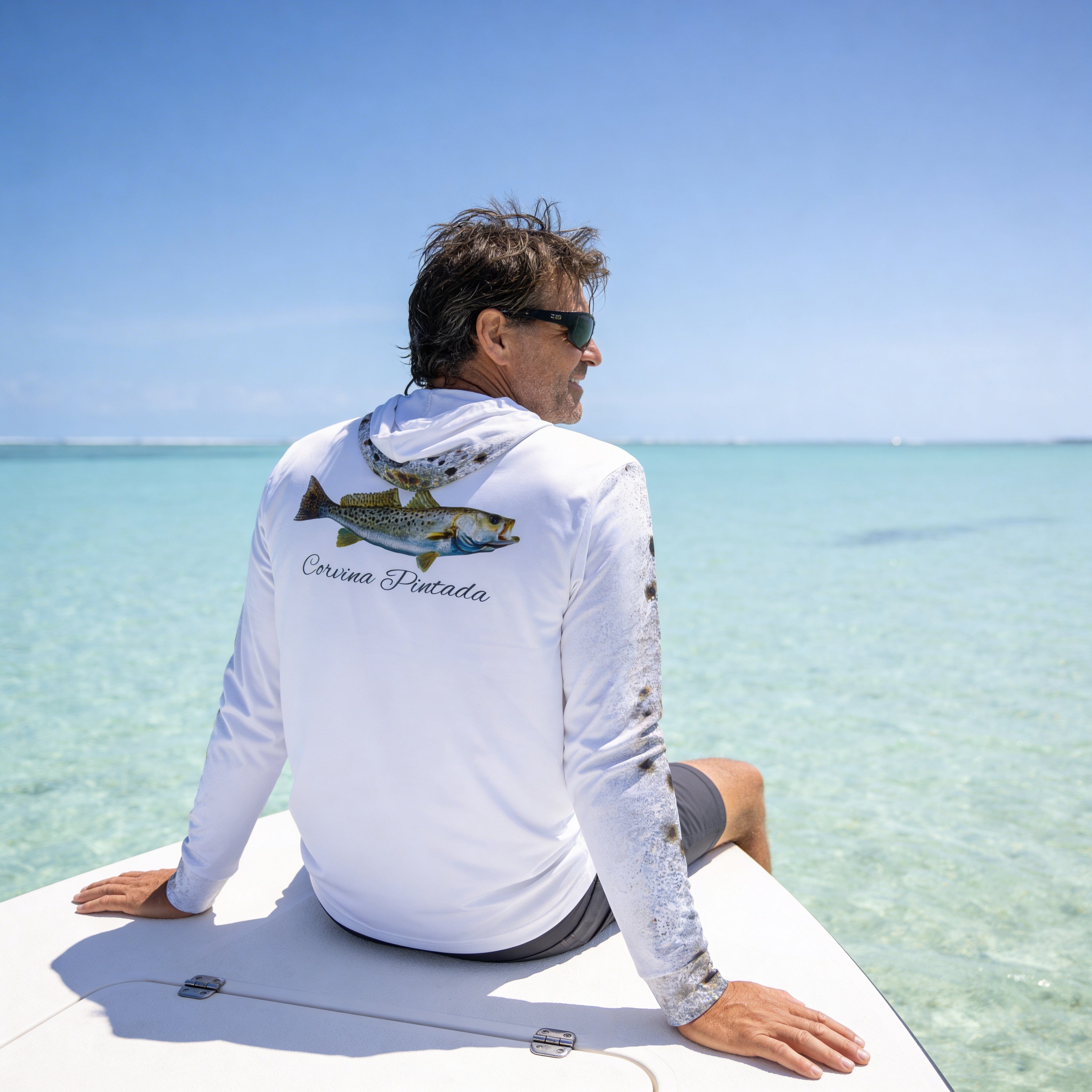 Salt Skins Men's Performance Hoodie Corvina Pintada Captains Series II Men's Ultimate Performance Long Sleeve Fishing Shirt