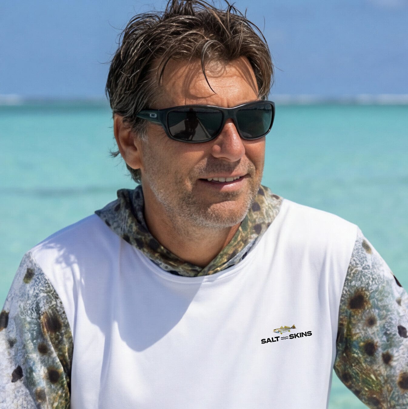 Salt Skins Men's Performance Hoodie Corvina Pintada Captains Series II Men's Ultimate Performance Long Sleeve Fishing Shirt