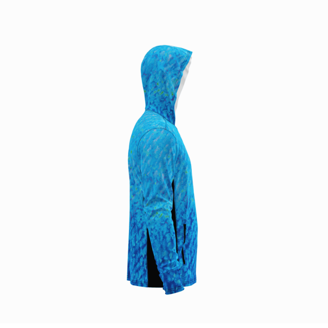 Salt Skins Men's Performance Hoodie Flats Blue Water Camo Side Vent Performance Hoodie