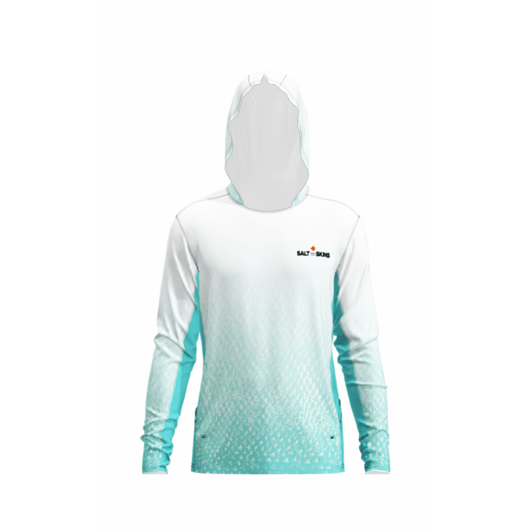Salt Skins Men's Performance Hoodie Green Sky Water Camo Side Vent Performance Hoodie