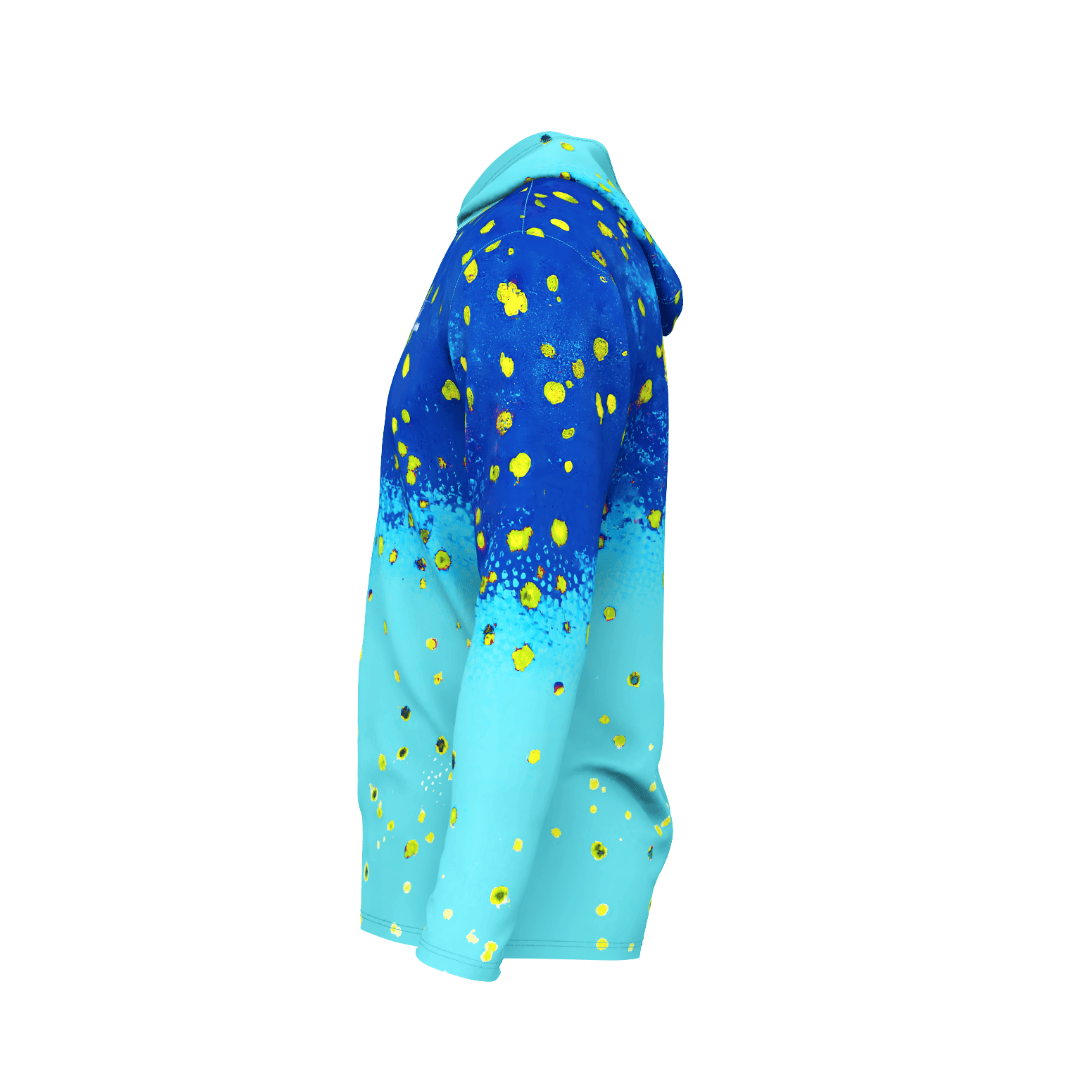 Salt Skins Men's Performance Hoodie Mahi Blue Ice Men's Long Sleeve Performance Fishing Shirt (Copy)