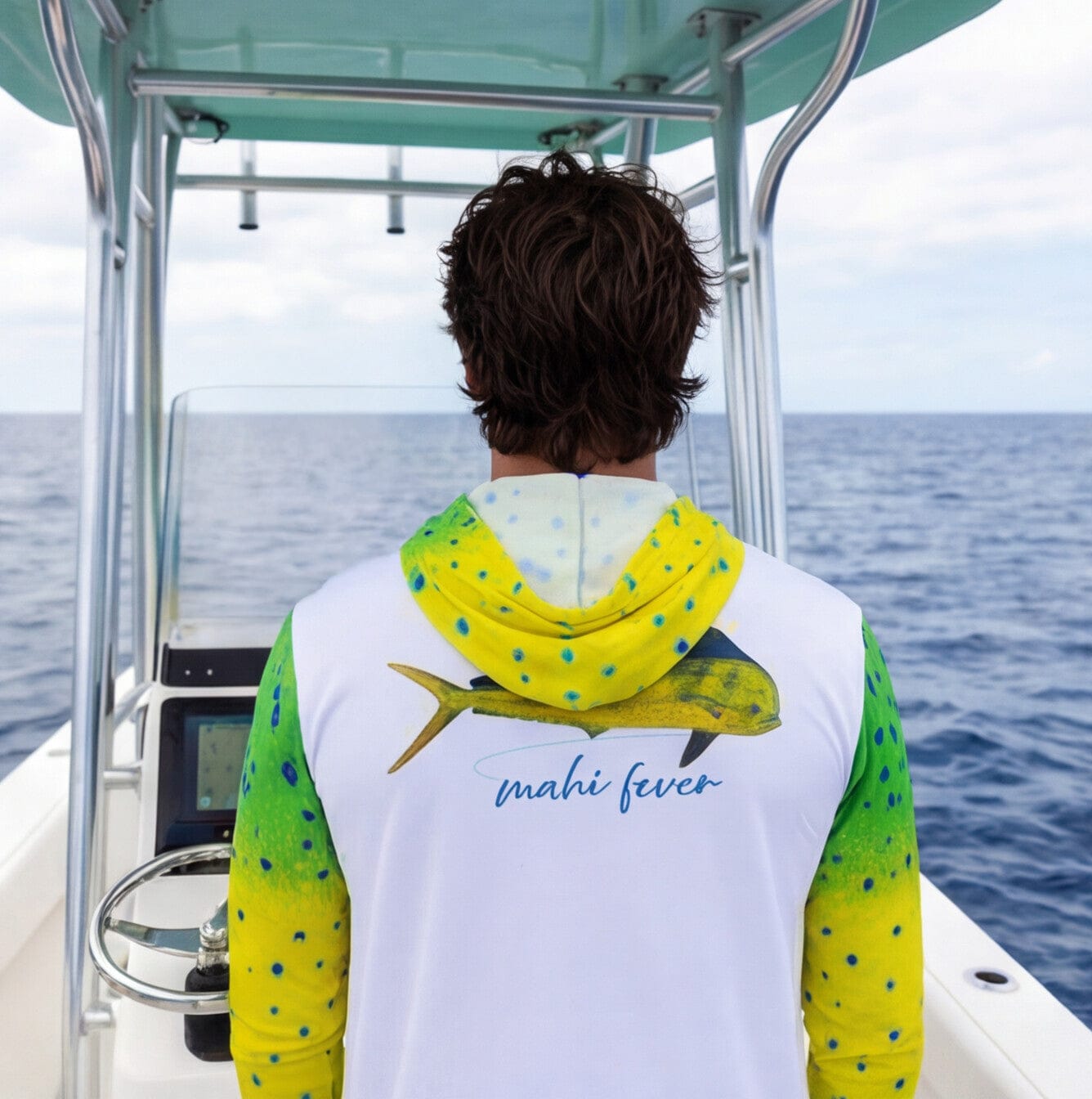 Salt Skins Men's Performance Hoodie Mahi Gold II Captains Series Men's Ultimate Performance Long Sleeve Fishing Shirt