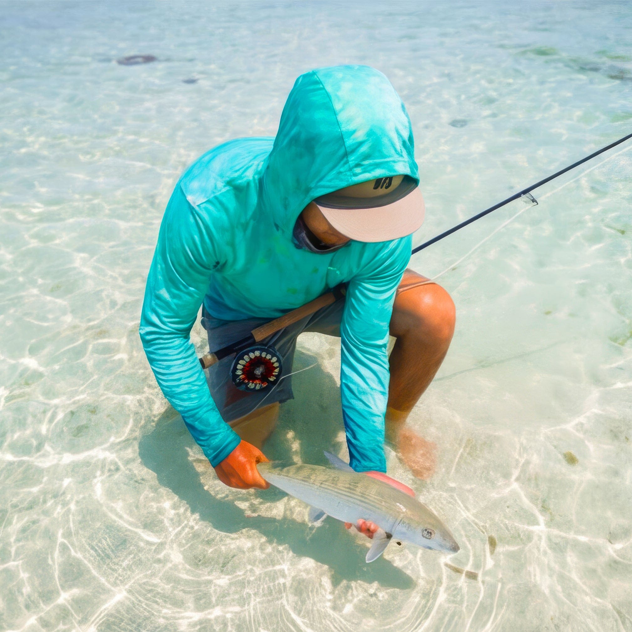 Salt Skins Men's Performance Hoodie Mingy Snapper Captains Series Men's Ultimate Performance Long Sleeve Fishing Shirt