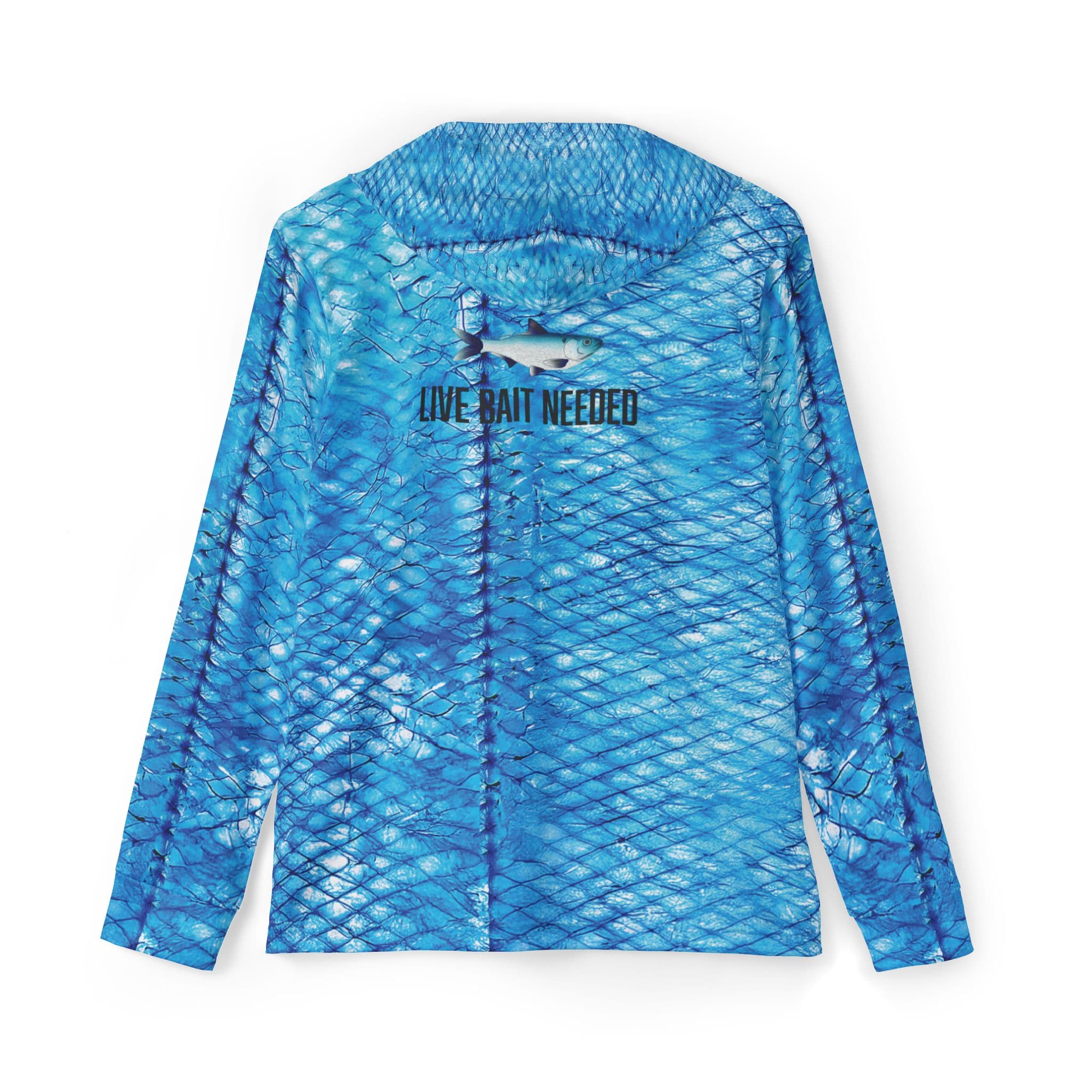 Salt Skins Men's Performance Hoodie NEW! LIVE BAIT NEEDED - Threadfin Herring Men's Ultimate Performance Long Sleeve Fishing Shirt