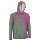 Salt Skins Men's Performance Hoodie Pink & Green Tuna Pattern Men's Sun Protection Hoodie