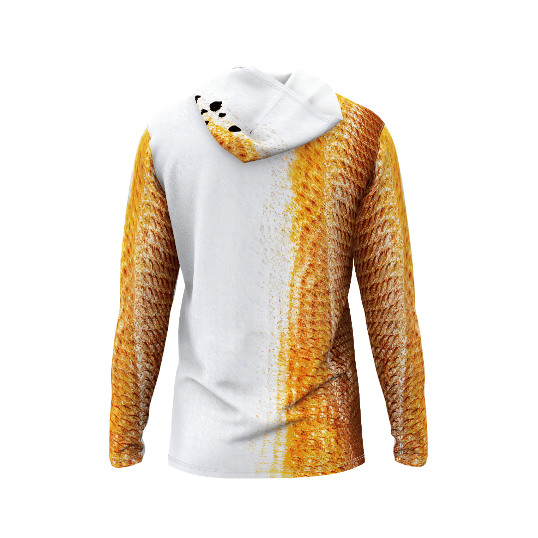 Salt Skins Men's Performance Hoodie Redfish "Orange" Allover Men's Long Sleeve Performance Fishing Hoodie