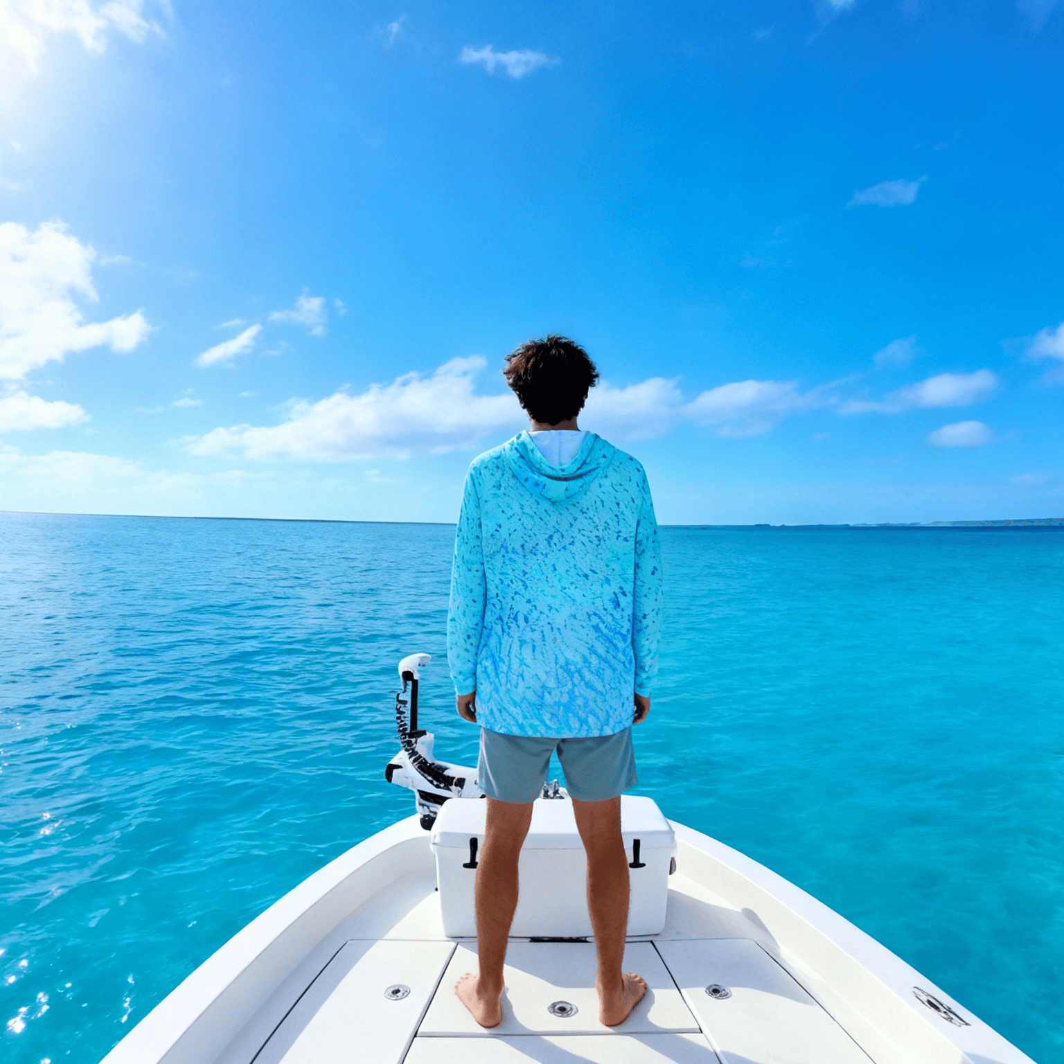 Salt Skins Men's Performance Hoodie Salty Blue Sky Series - The Ultimate Performance Men's Long Sleeve Fishing Shirt