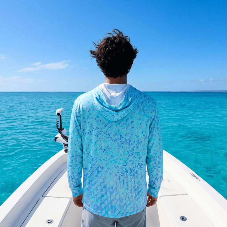 Salt Skins Men's Performance Hoodie Salty Blue Sky Series - The Ultimate Performance Men's Long Sleeve Fishing Shirt