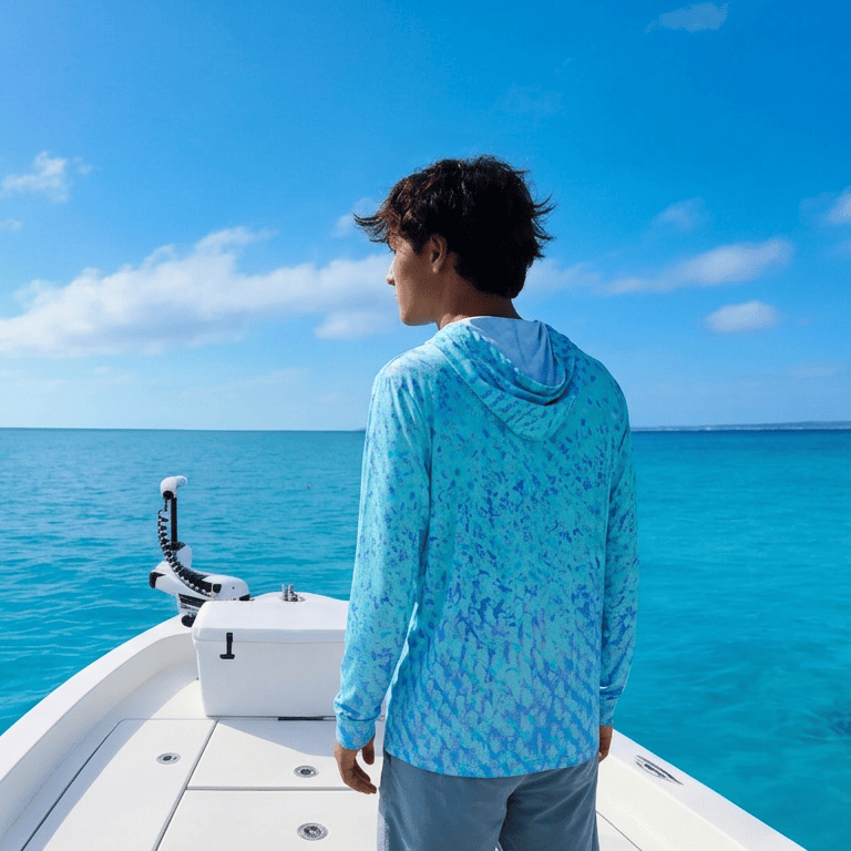 Salt Skins Men's Performance Hoodie Salty Blue Sky Series - The Ultimate Performance Men's Long Sleeve Fishing Shirt