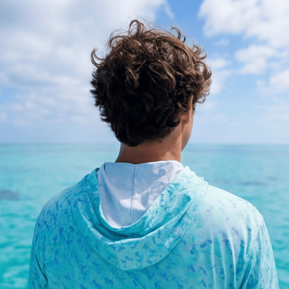 Salt Skins Men's Performance Hoodie Salty Blue Sky Series - The Ultimate Performance Men's Long Sleeve Fishing Shirt