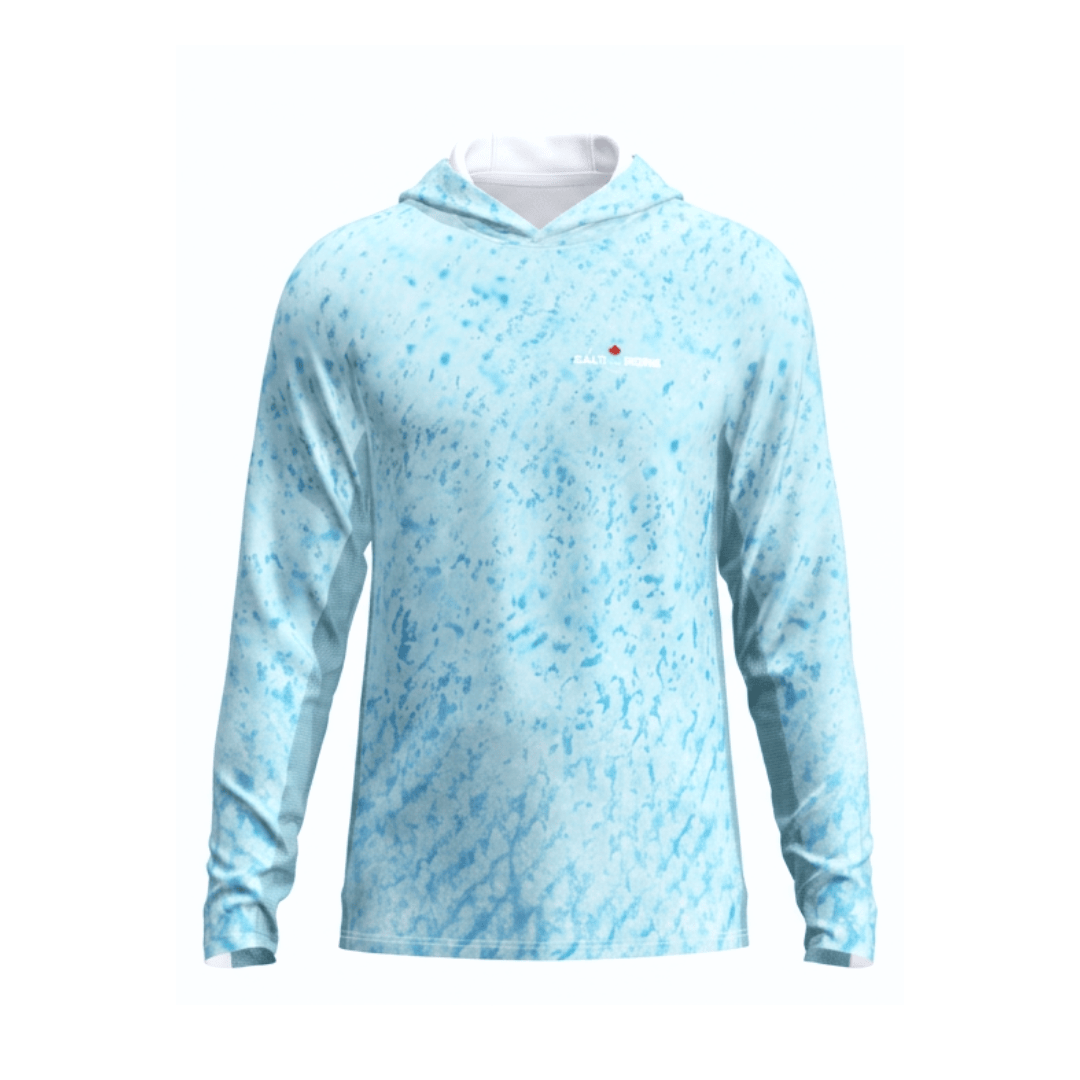Salt Skins Men's Performance Hoodie Salty Blue Sky Water Camo Side Vent Performance Hoodie