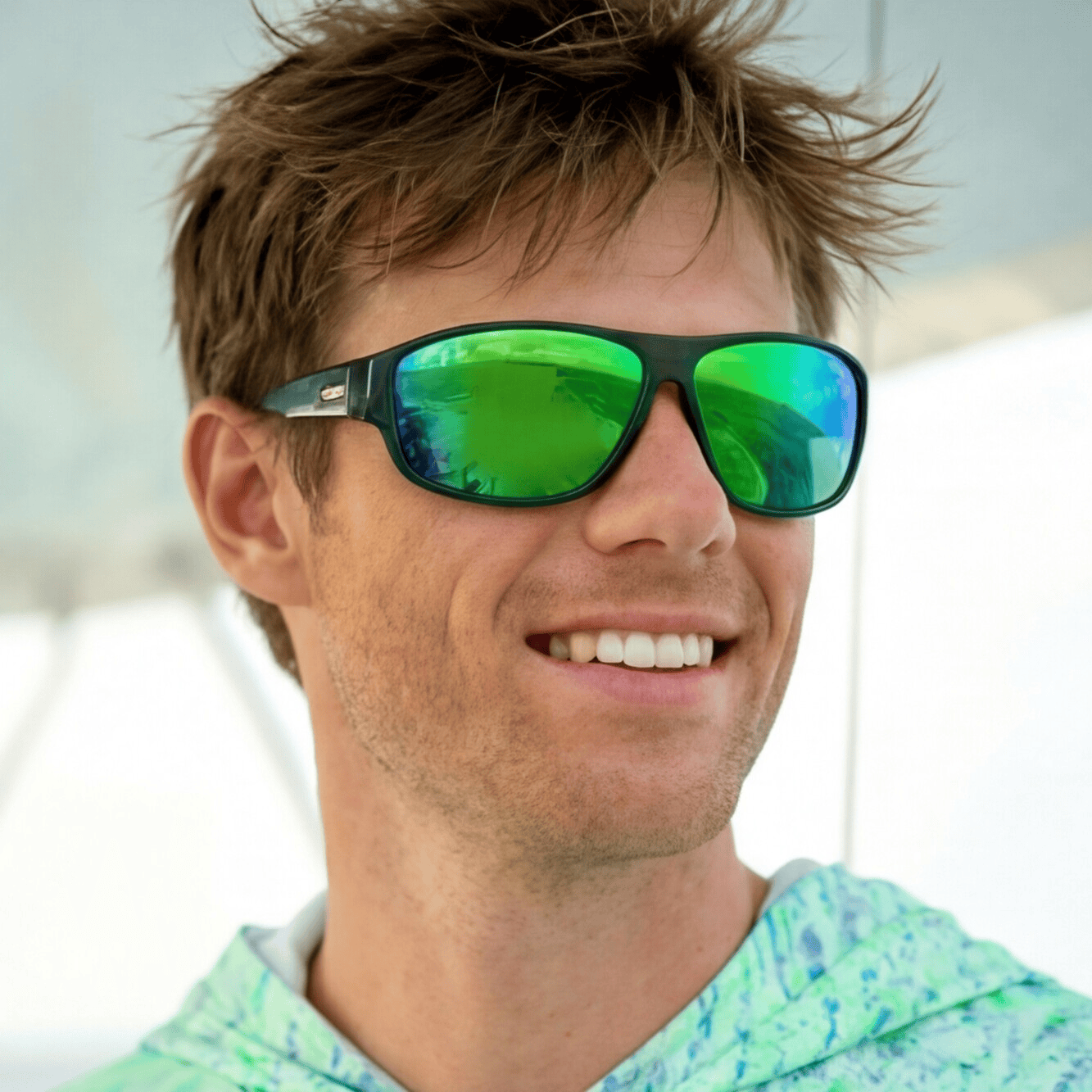 Salt Skins Men's Performance Hoodie Salty Green Sky Series - The Ultimate Men's Performance Fishing Shirt